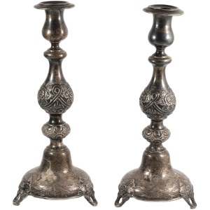 19th century, single flame candlesticks, Teofil Lempicki 1880, Warsaw (2 pieces)