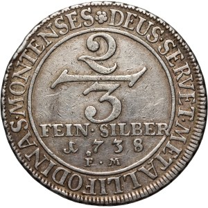 Germany, Jülich-Berg, Charles Philip, 2/3 Thaler 1738 FM, Düsseldorf