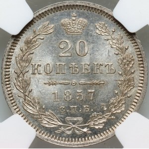 Russia, Alexander II, 20 Kopecks 1857 СПБ ФБ, St. Petersburg