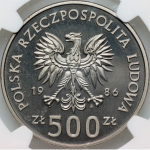 PRL, 500 złotych 1986, Władysław I Łokietek, PRÓBA, nikiel