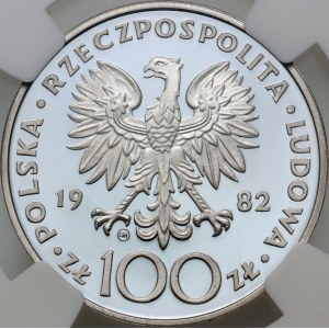 PRL, 100 zloty 1982, Valcambi, Jean-Paul II, timbre miroir