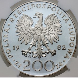 PRL, 200 zloty 1982, Valcambi, Giovanni Paolo II, francobollo a specchio