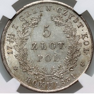 November Uprising, 5 zlotys 1831 KG, Warsaw