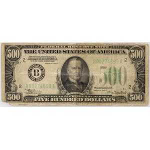 United States of America, 500 dollars 1934 B, New York