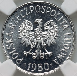 People's Republic of Poland, 1 zloty 1980, Prooflike