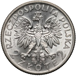 II RP, 2 zlote 1933, Warsaw, Head of a Woman
