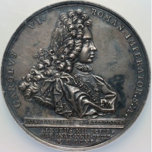 Slesia, medaglia di incoronazione del 1711, Incoronazione di Carlo VI, Breslavia, di Jan Kittel