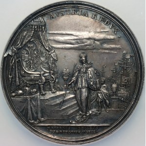 Slesia, medaglia di incoronazione del 1711, Incoronazione di Carlo VI, Breslavia, di Jan Kittel