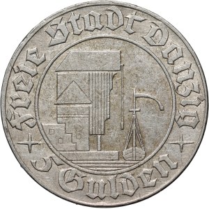 Wolne Miasto Gdańsk, 5 guldenów 1932, Berlin, Żuraw