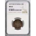 Russia, Alessandro II, 25 copechi 1877 СПБ НI, San Pietroburgo