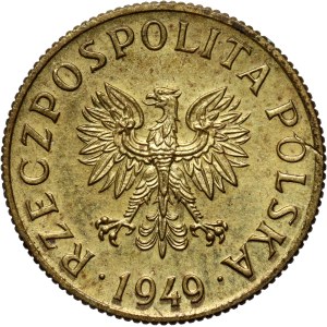 People's Republic of Poland, 2 pennies 1949, SAMPLE, brass