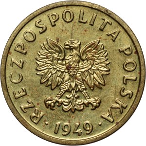 PRL, 5 groszy 1949, PRÓBA, Messing