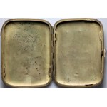 Silver cigarette case from 1916, monogrammed P£, with gold inscription and dedication