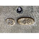 Silver cigarette case from 1916, monogrammed P£, with gold inscription and dedication