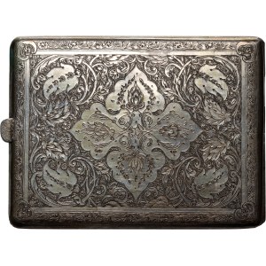 PSZnZ, Tehran, engraved cigarette case with floral ornament and birds