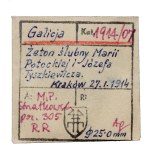 Galizia, pegno di matrimonio di Maria Potocka e Jozef Tyszkiewicz, 1914, Cracovia