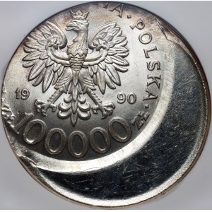 Third Republic, 100000 zloty 1990, Solidarity, Type B, DESTRUKT