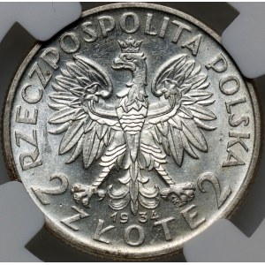 II RP, 2 zlote 1934, Warsaw, Head of a Woman