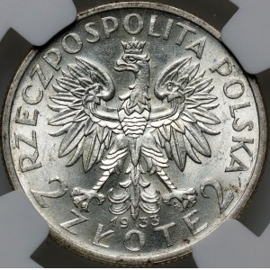 II RP, 2 zlote 1933, Warsaw, Head of a Woman