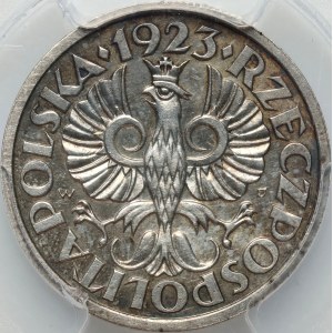II RP, 5 groszy 1923, without inscription PRÓBA, silver