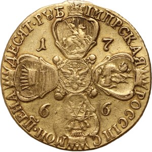 Russie, Catherine II, 10 roubles 1766, Saint-Pétersbourg