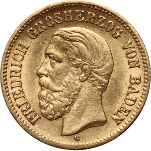 Německo, Bádensko, Frederick I, 5 značek 1877 G, Karlsruhe