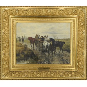 Jan CHEŁMIŃSKI (1851-1925), On the muddy road, 1885