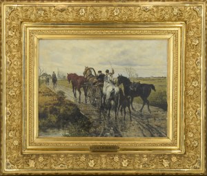 Jan CHEŁMIŃSKI (1851-1925), Na błotnistej drodze, 1885