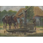 Jerzy KOSSAK (1886-1955), The lancers at the well