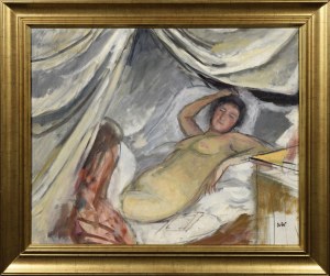 Wojciech WEISS (1875-1950), Modelka wśród draperii