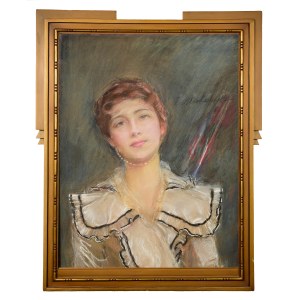 Theodore AXENTOWICZ (1859-1938), Portrait of a woman in a white dress