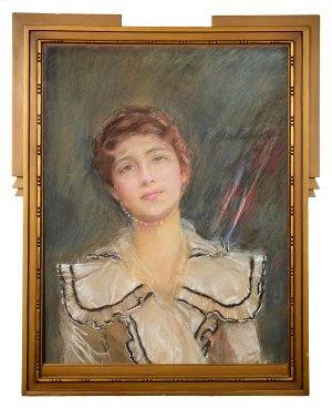 Teodor AXENTOWICZ (1859-1938), Portret kobiety w białej sukni