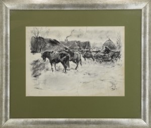 Zygmunt JÓZEFCZYK (1881-1966), Postój przed chatami