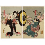 Utagawa KUNISADA (1786-1865), In the wind / In love - diptych