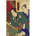 Toyohara KUNICHIKA (1835-1900), Kidnapping -Triptych with scene from Kabuki theater