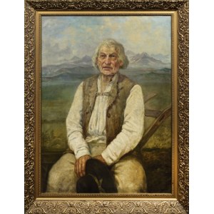 Josef SVOBODA (1901-1945), Portrait of a mountain man against a landscape background