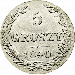 Poland under Russia, Nicholas I, 5 groschen 1840