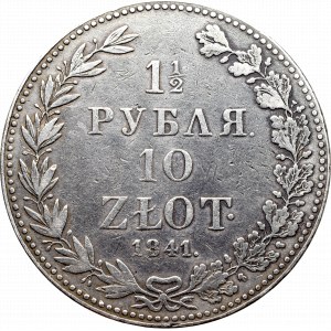Poland under Russia, Nicholas I, 1-1/2 rouble=10 zloty 1841, Warsaw
