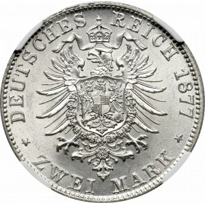Niemcy, Badenia, 2 marki 1877 G - NGC MS64