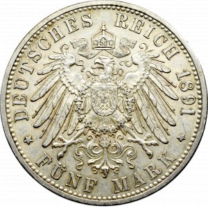 Niemcy, Badenia, 5 marek 1891 G