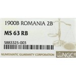 Romania, 2 banI 1900 - NGC MS63 RB
