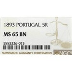 Portugalia, 5 Reis 1893 - NGC MS65 BN