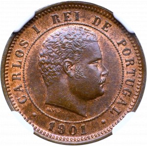Portugal, 5 reis 1901 - NGC MS65 BN