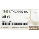 Litwa, 50 centu 1925 - NGC MS64