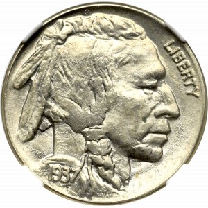 USA, 5 cents 1937 Buffalo Nickel - NGC MS65