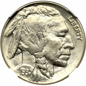 USA, 5 Centów 1937 Buffalo Nickel - NGC MS65