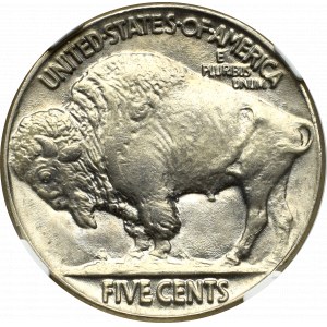 USA, 5 cents 1937 Buffalo Nickel - NGC MS65