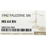 Palestyna brytyjska, 5 Mils 1942 - NGC MS64BN