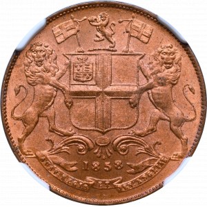 East India Company, 1/4 Anna 1858 -NGC MS65 RB