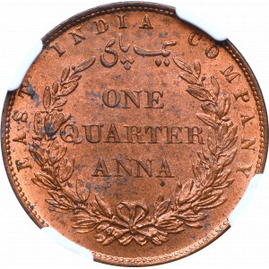 East India Company, 1/4 Anna 1858 -NGC MS65 RB